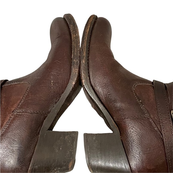 Frye Jane Strappy Dark Brown Knee High Heeled Boots Size 6.5 - Picture 14 of 16